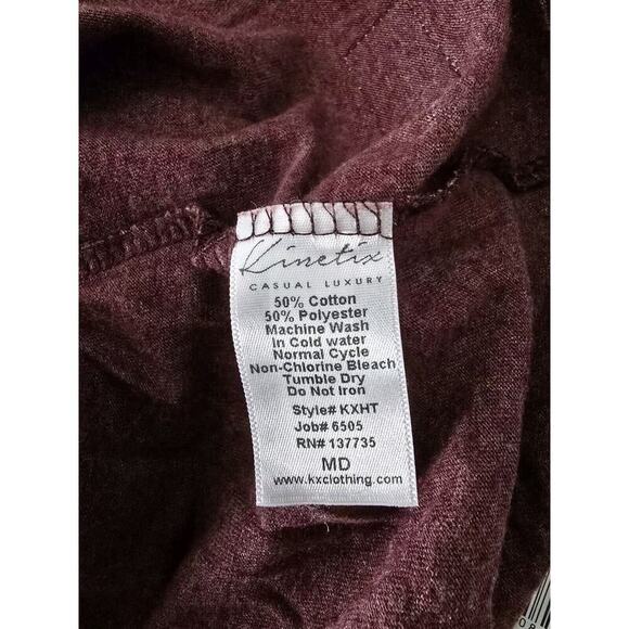 Kinetix Men's Soft Long Sleeve Hoodie Lightweight Stretch Tee Wine Red Medium - Picture 6 of 8